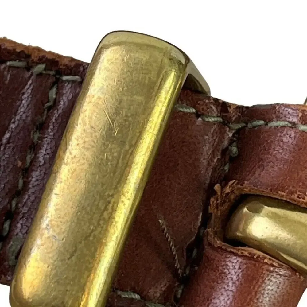 Fossil Womens Leather Brown Tan Gold Tone Buckle Adjustable 1.25
